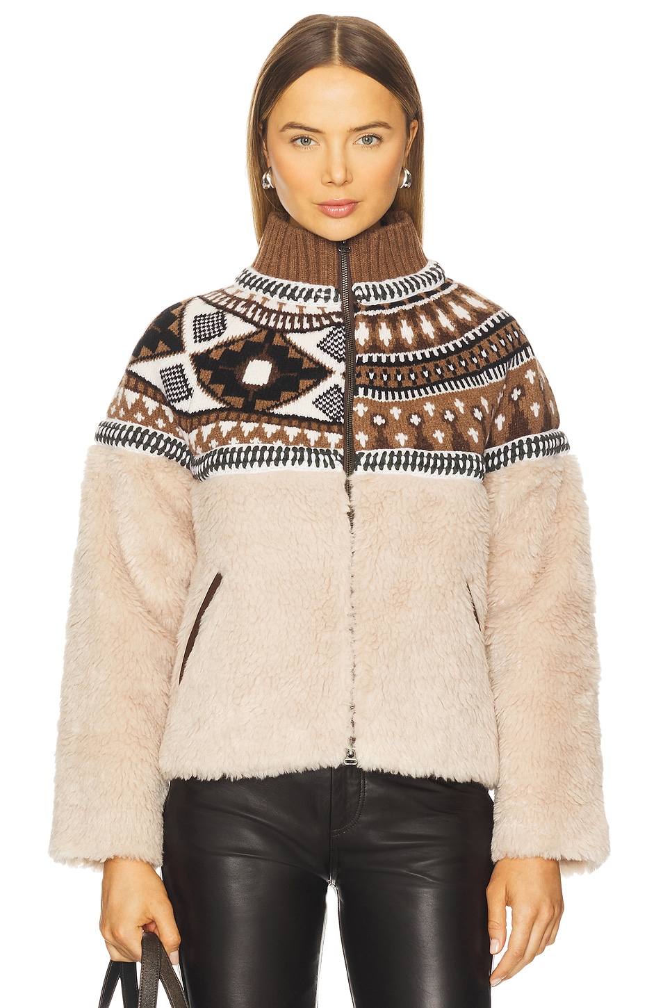 Linea Fair Isle Knit Combo Fleece Jacket