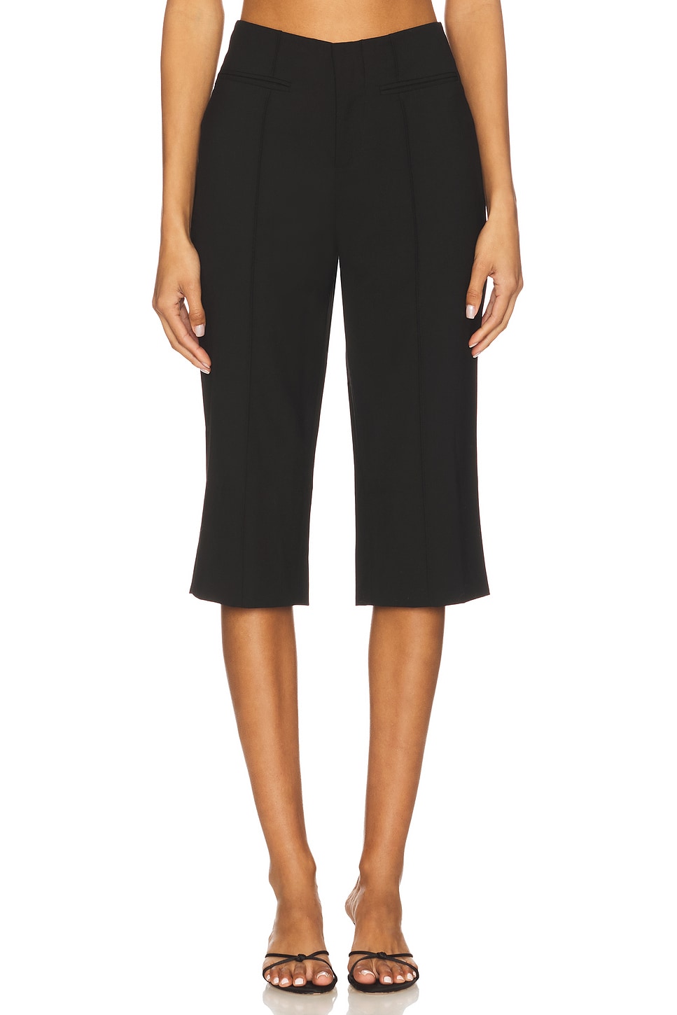 Sea Elisa Tropical Wool Capri Pant in Black | REVOLVE
