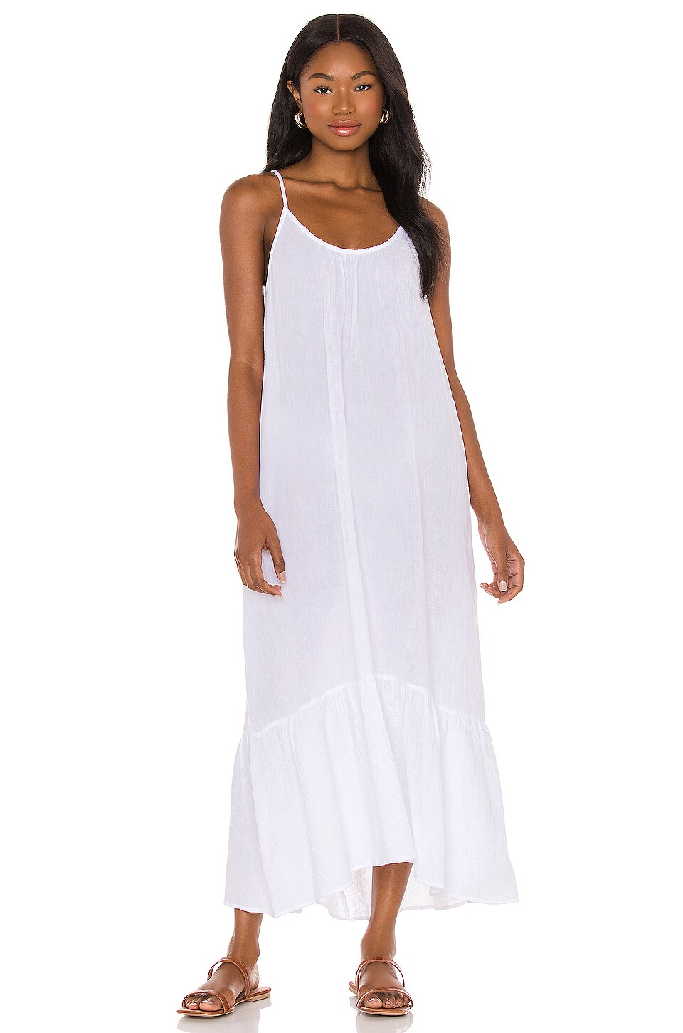 midi slip dress white