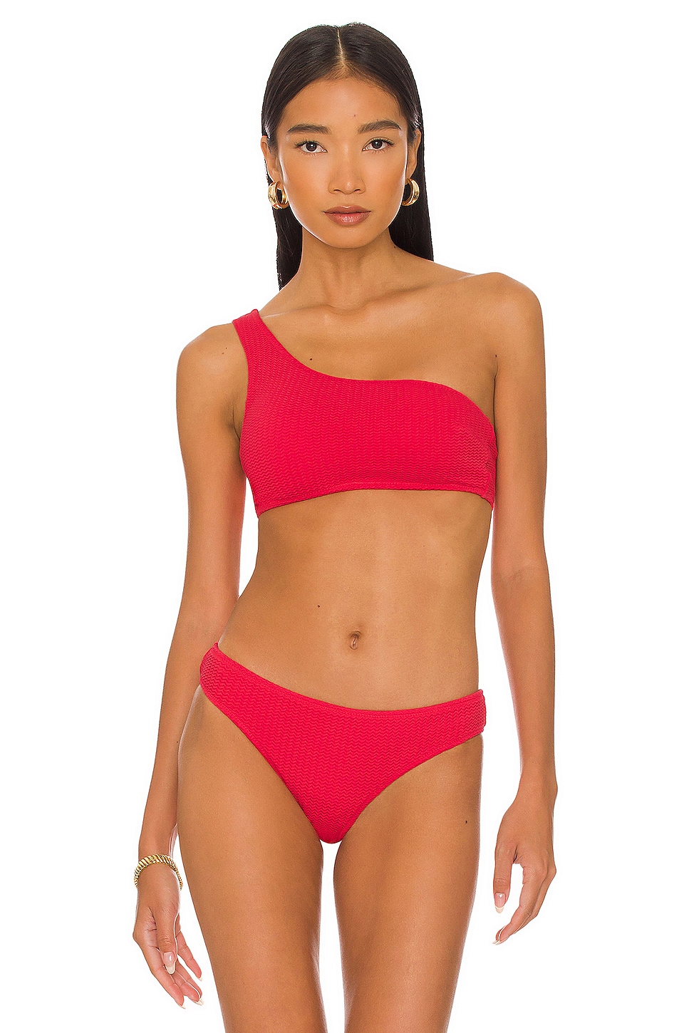 Seafolly Sea Dive One Shoulder Bikini Top In Chilli Red Revolve
