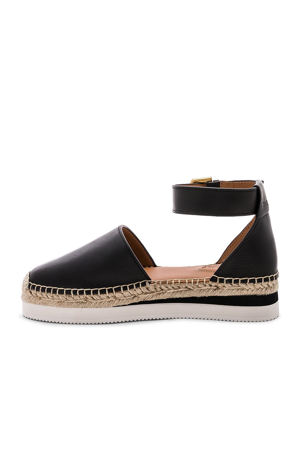 See By Chloe Glyn Espadrille Sandal in Plain Calf Nero & Natural Calf