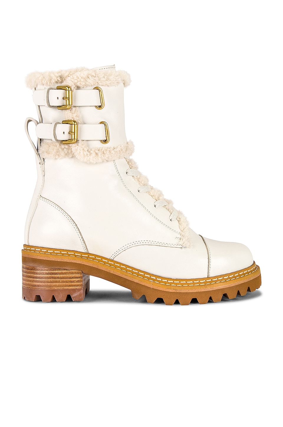 Image 1 of Mallory Boot in Ivory & Shearling Ivory