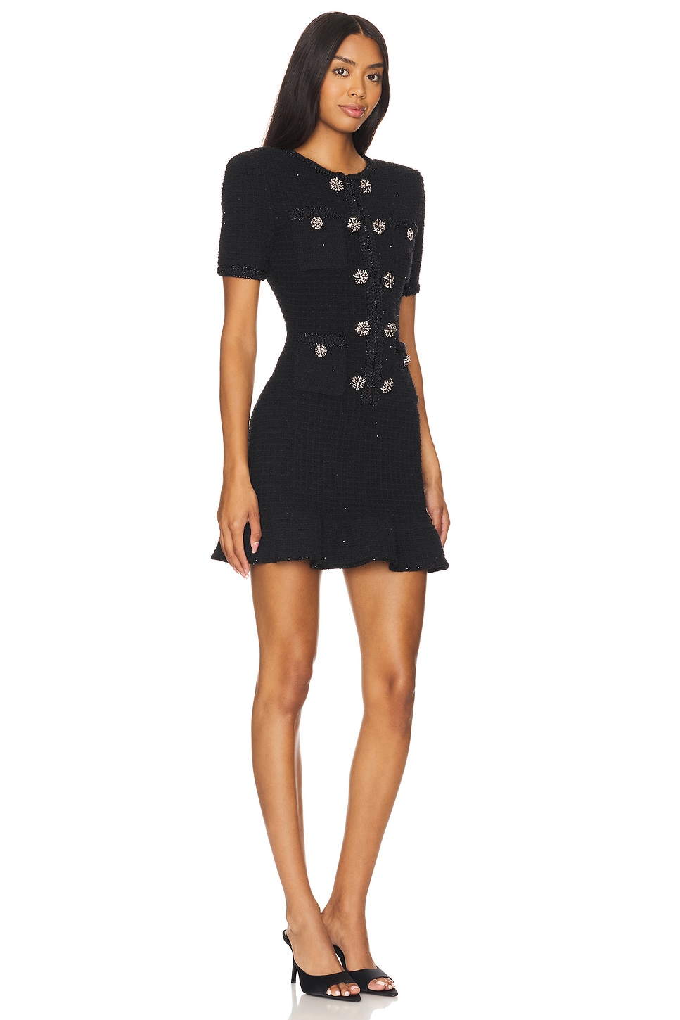self-portrait - Buttoned Knit Mini Dress | Plush