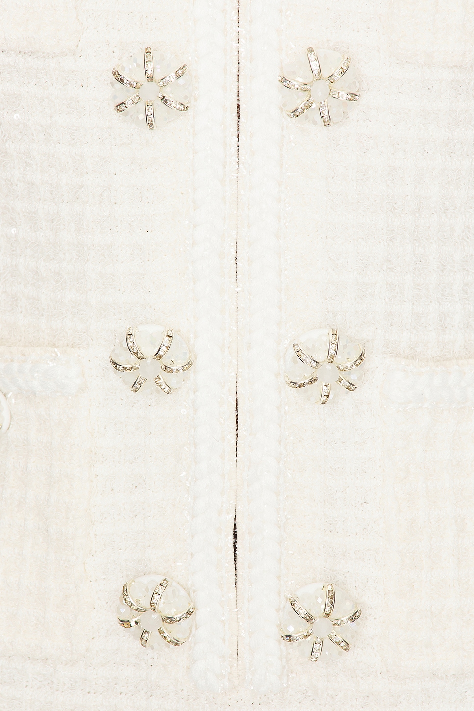 SELF PORTRAIT 装飾ボタン ワッフル ニット ミニドレス クリーム self-portrait BUTTONED ニットミニドレス - Cream | REVOLVE