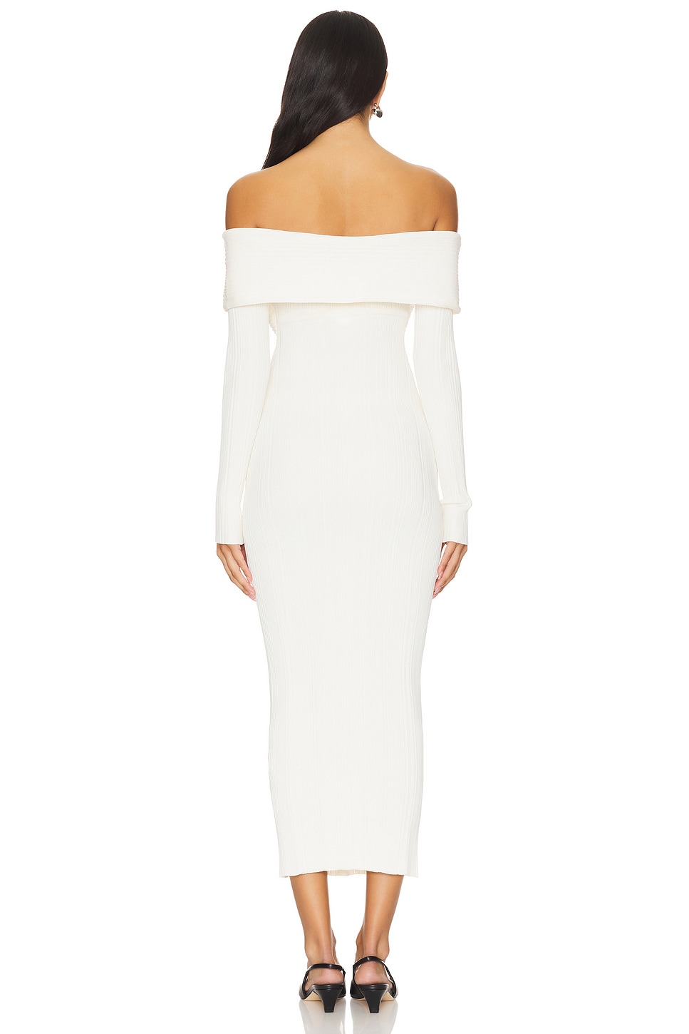 self-portrait Off Shoulder Midi Dress in Cream | REVOLVE