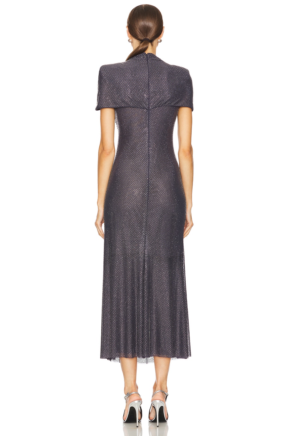 Self-Portrait 洗練 ラインストーン メッシュ ミディドレス Slate Rhinestone Mesh Cut Out Midi Dress – self-portrait-US