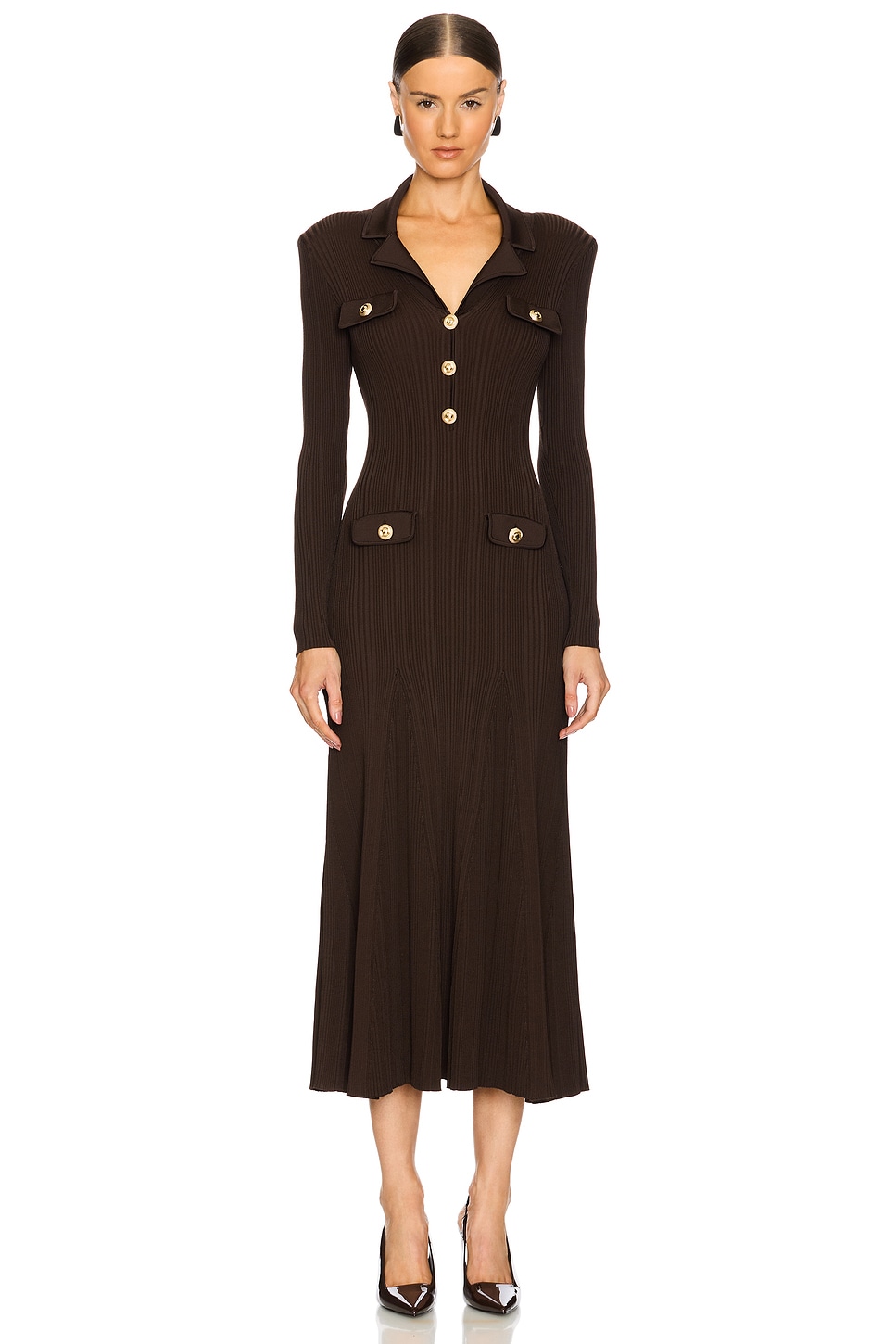 【関税&送料込】Self Portrait Cut Out Rib Knit Midi Dress Self-Portrait Cutout ribbed-knit midi dress Self-Portrait