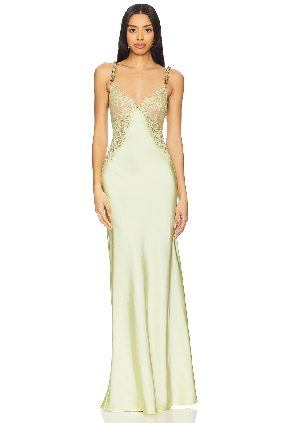 self-portrait x Christopher Kane Lace Satin Maxi Dress in