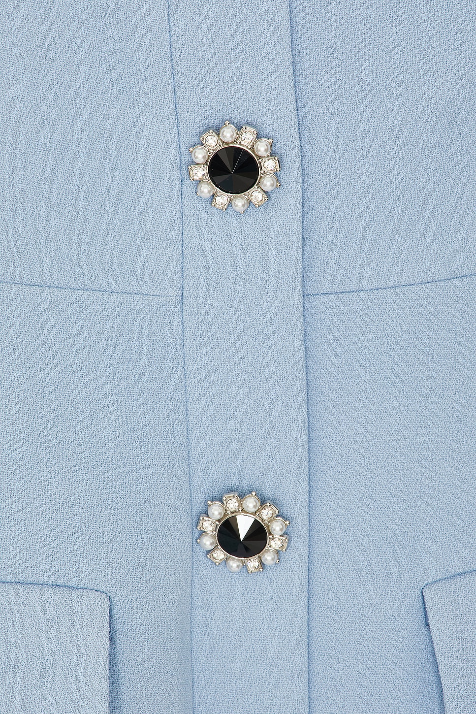 【大人気】SELF PORTRAIT ブルー クレープ ボタン ミディドレス Blue Crepe Button Midi Dress – self-portrait-US