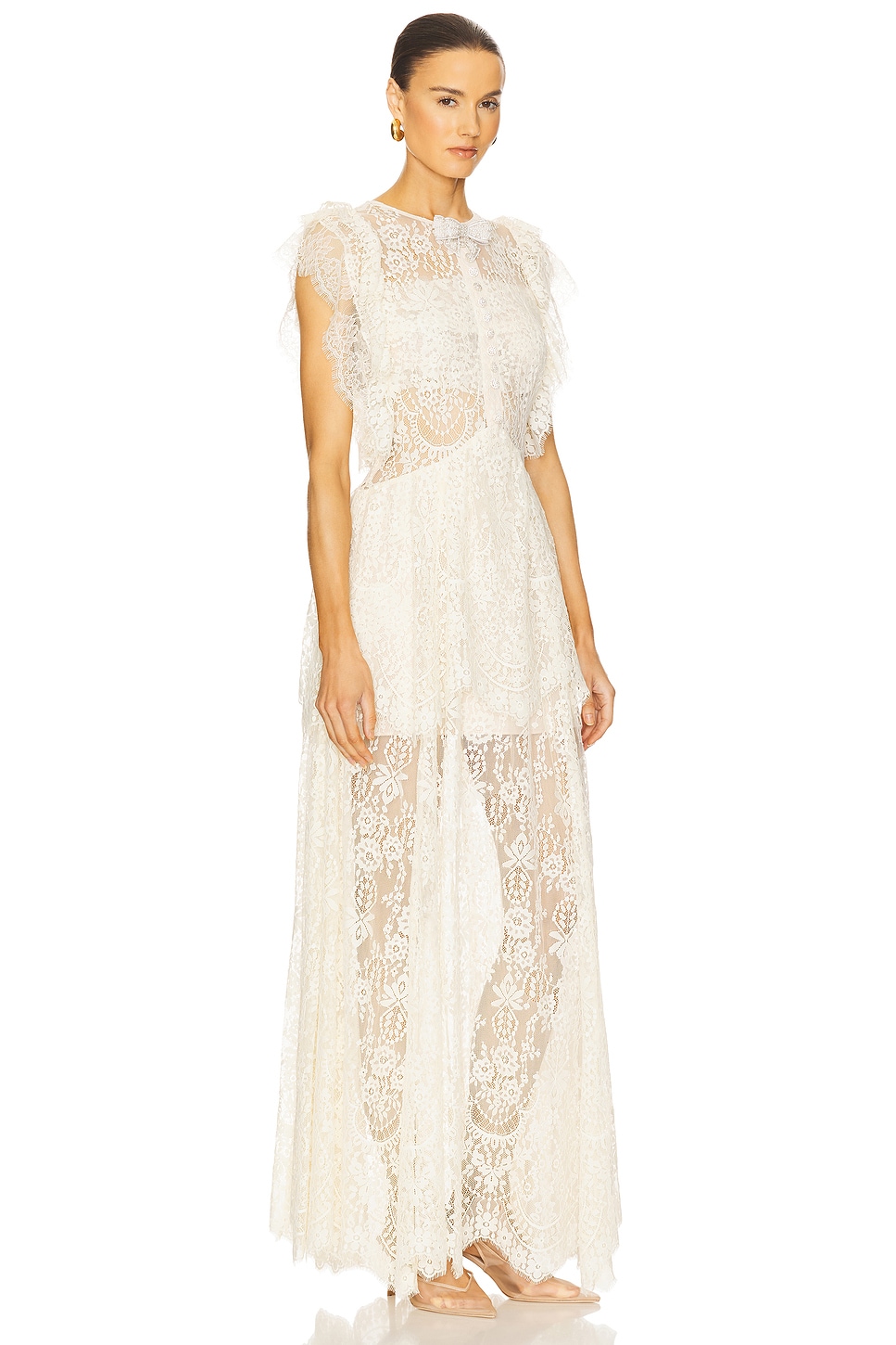 self-portrait White Lace Tiered Maxi Dress thumbnail