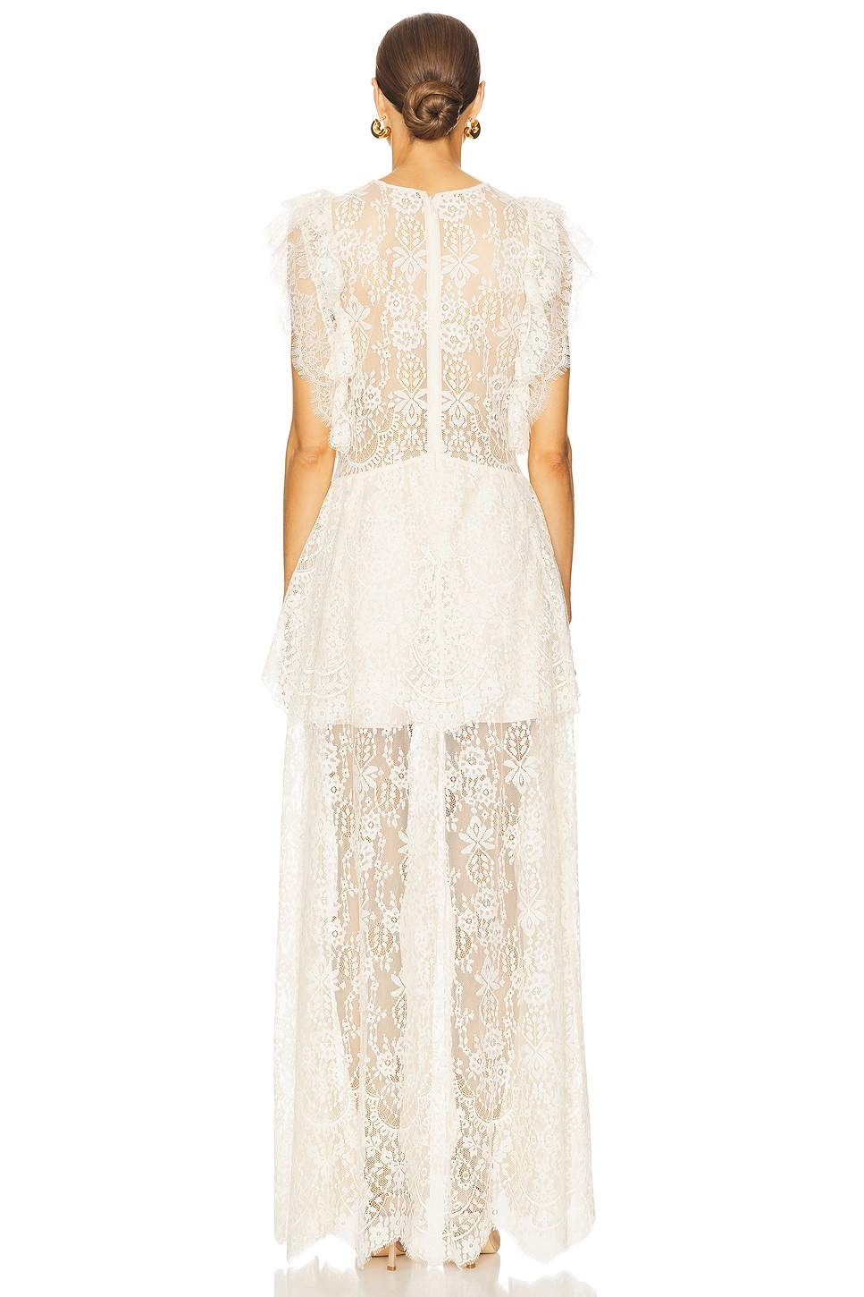 self-portrait White Lace Tiered Maxi Dress thumbnail