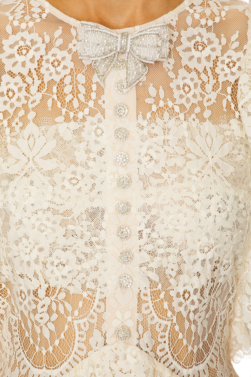 self-portrait White Lace Tiered Maxi Dress thumbnail