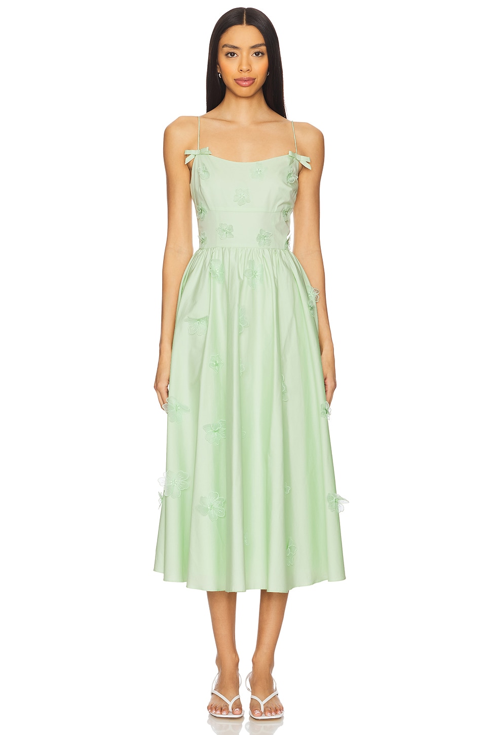 新作 SELF PORTRAIT ミディ丈ドレス self-portrait DRESS ミディ丈ドレス - Green | REVOLVE
