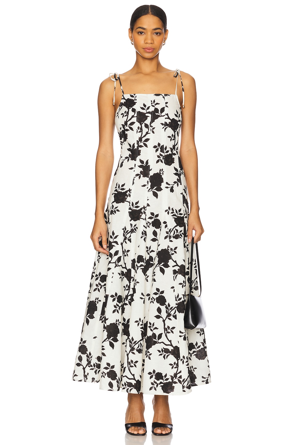 self-portrait DRESS ミディ丈ドレス - Black & Cream | REVOLVE