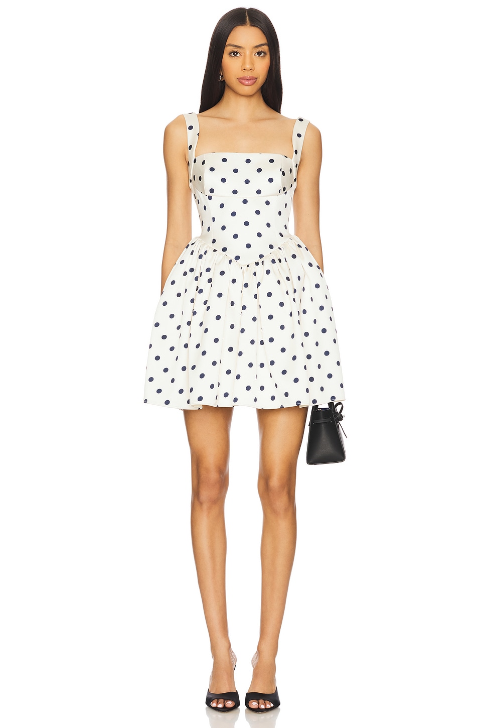 Self-Portrait お洒落 Polka dot サテン ミニドレス Cream Polka Dot Satin Midi Dress – self-portrait-US