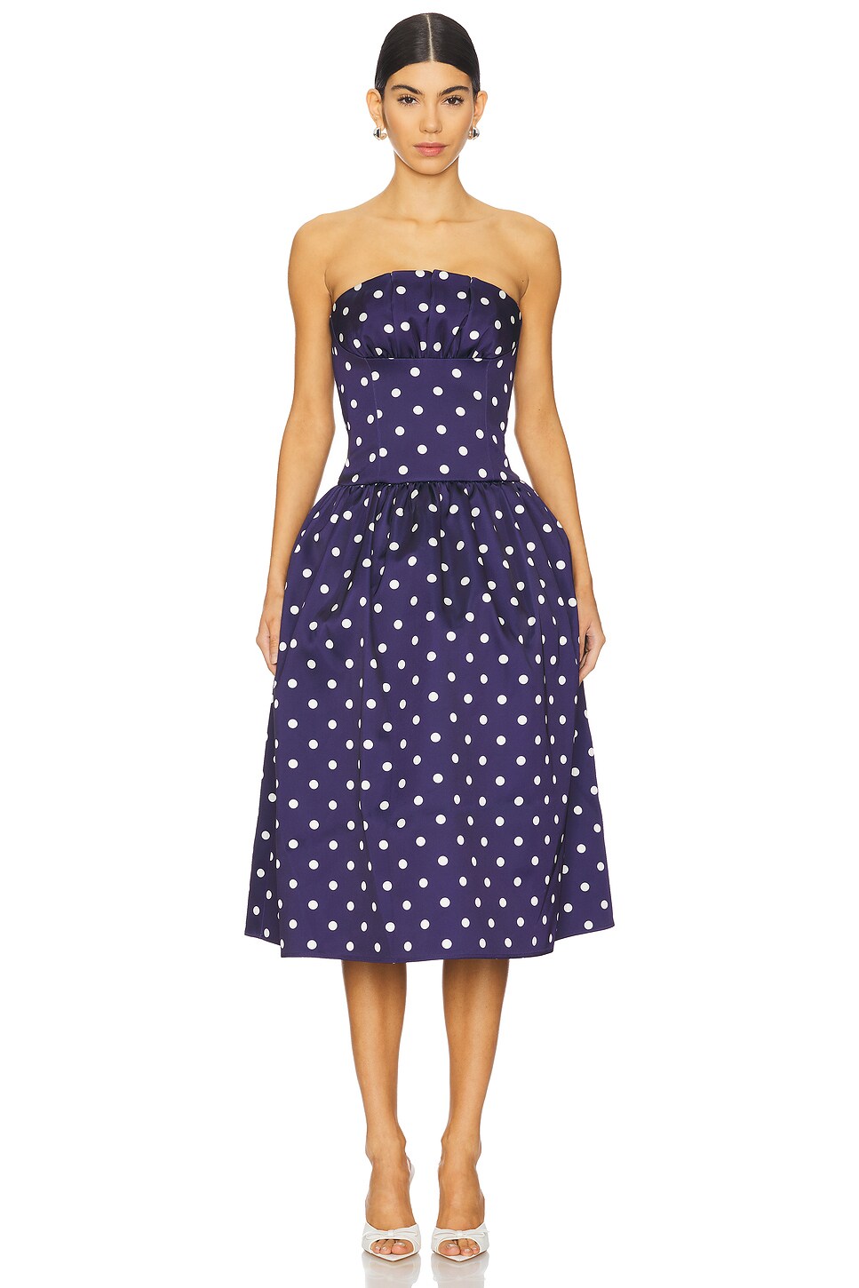 Polka Dot Satin Midi Dress