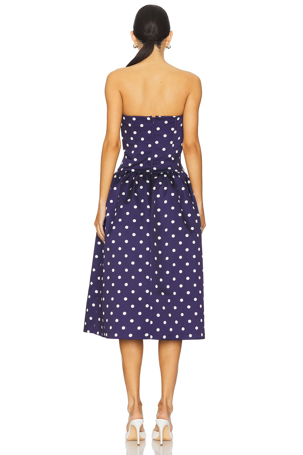 Polka Dot Satin Midi Dress