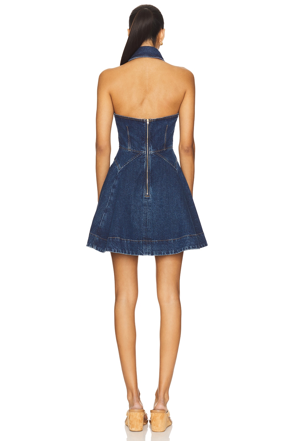 Denim Sleeveless Flared Mini Dress