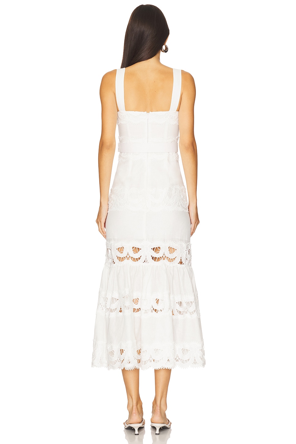 Linen Lace Insert Midi Dress