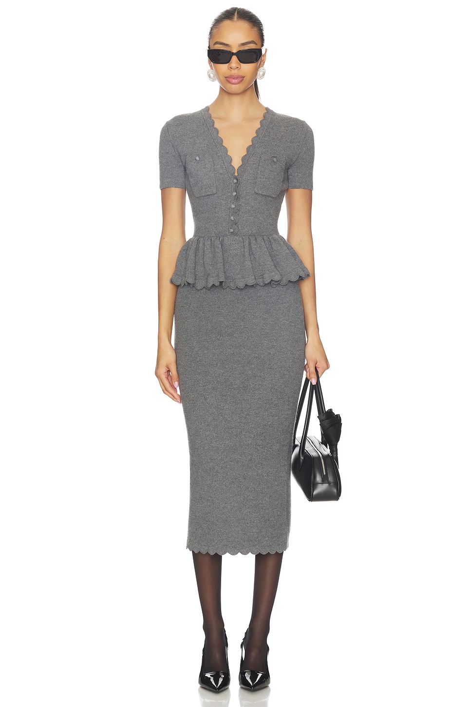 Peplum Knit Midi Dress