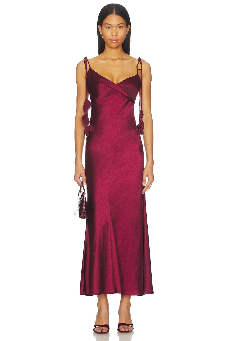 navy blue dress for baby girl Laurine Asymmetric Draped Midi Dress in Red S / Red main image 0