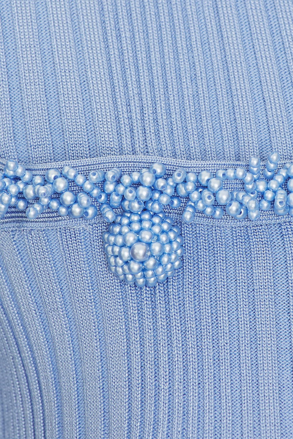 self-portrait Pearl Trim Knit Mini Dress in Blue | REVOLVE