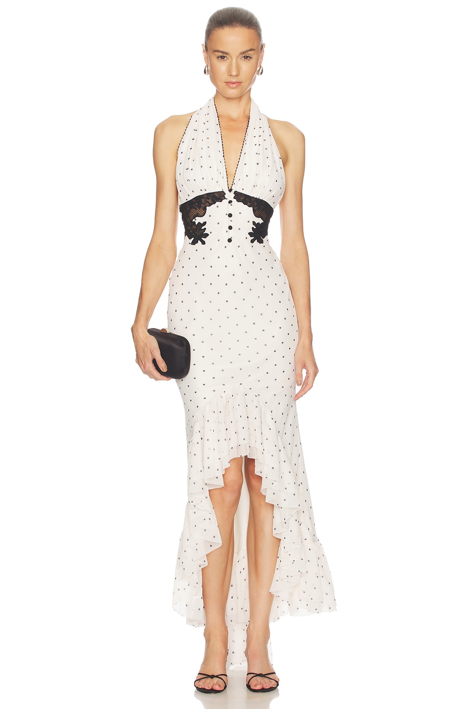 Polka Dot Halter Neck Midi Dress