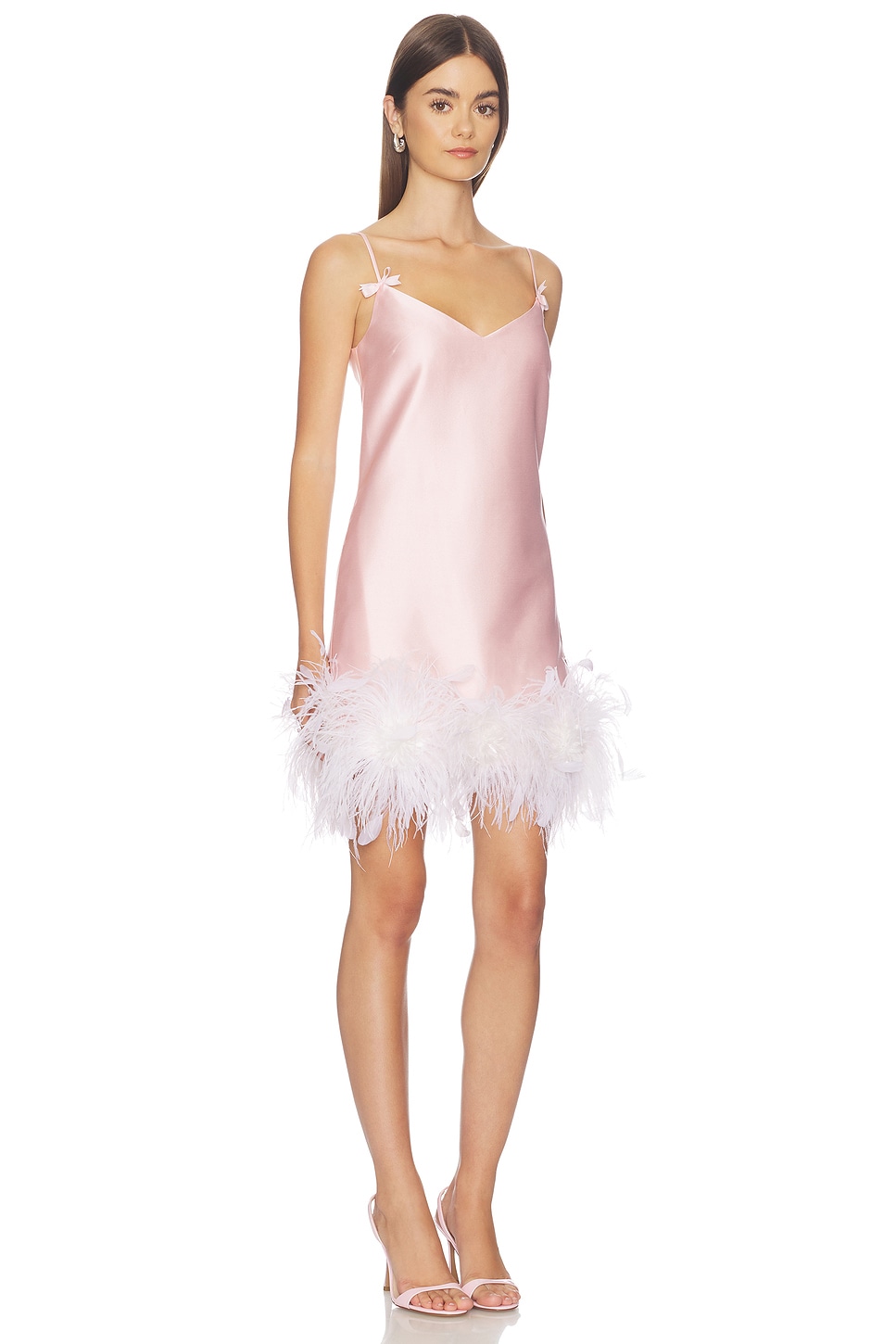 Pink Taffeta Feather Mini Dress - thumbnail 3