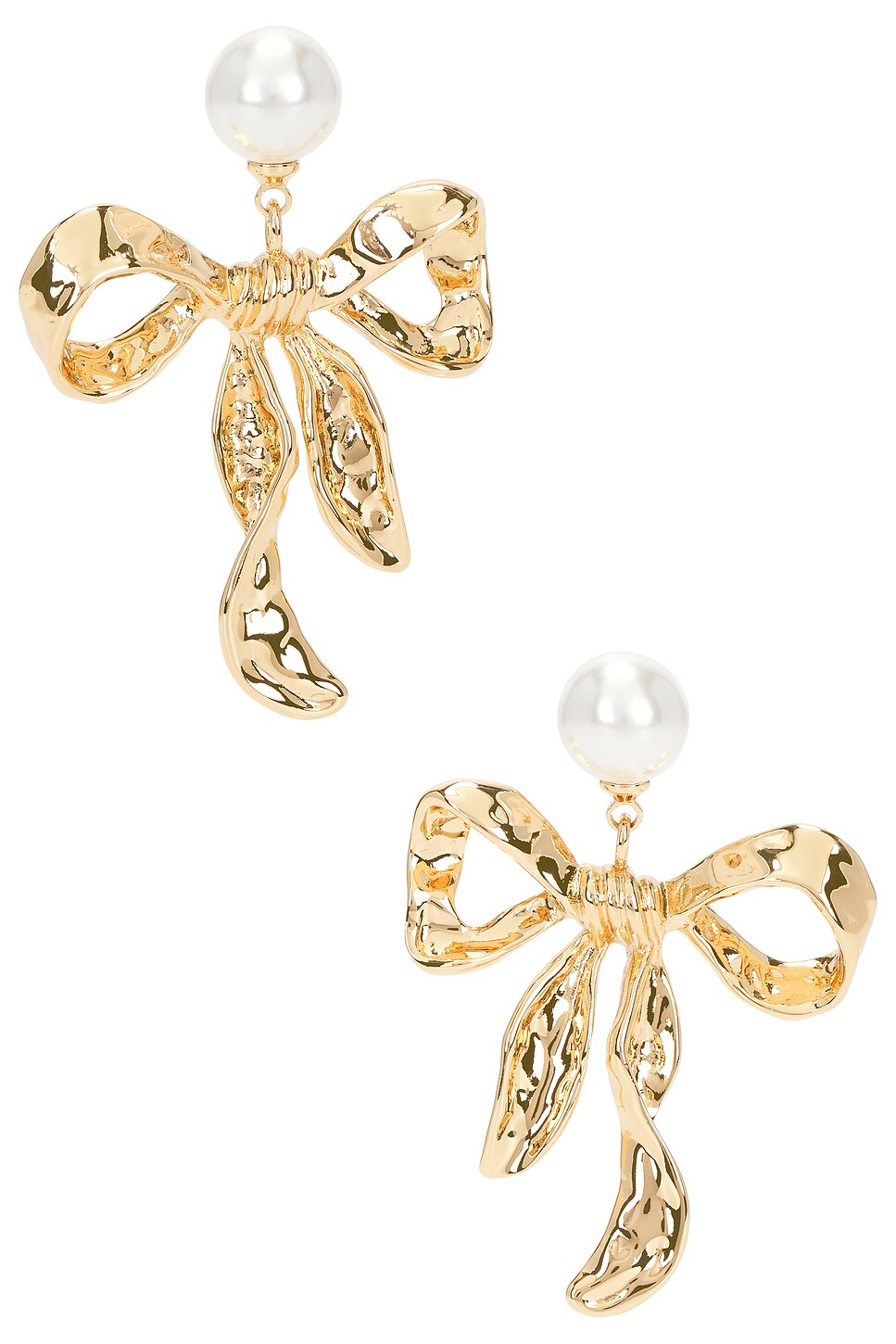 Mottled Gold Bow Earrings