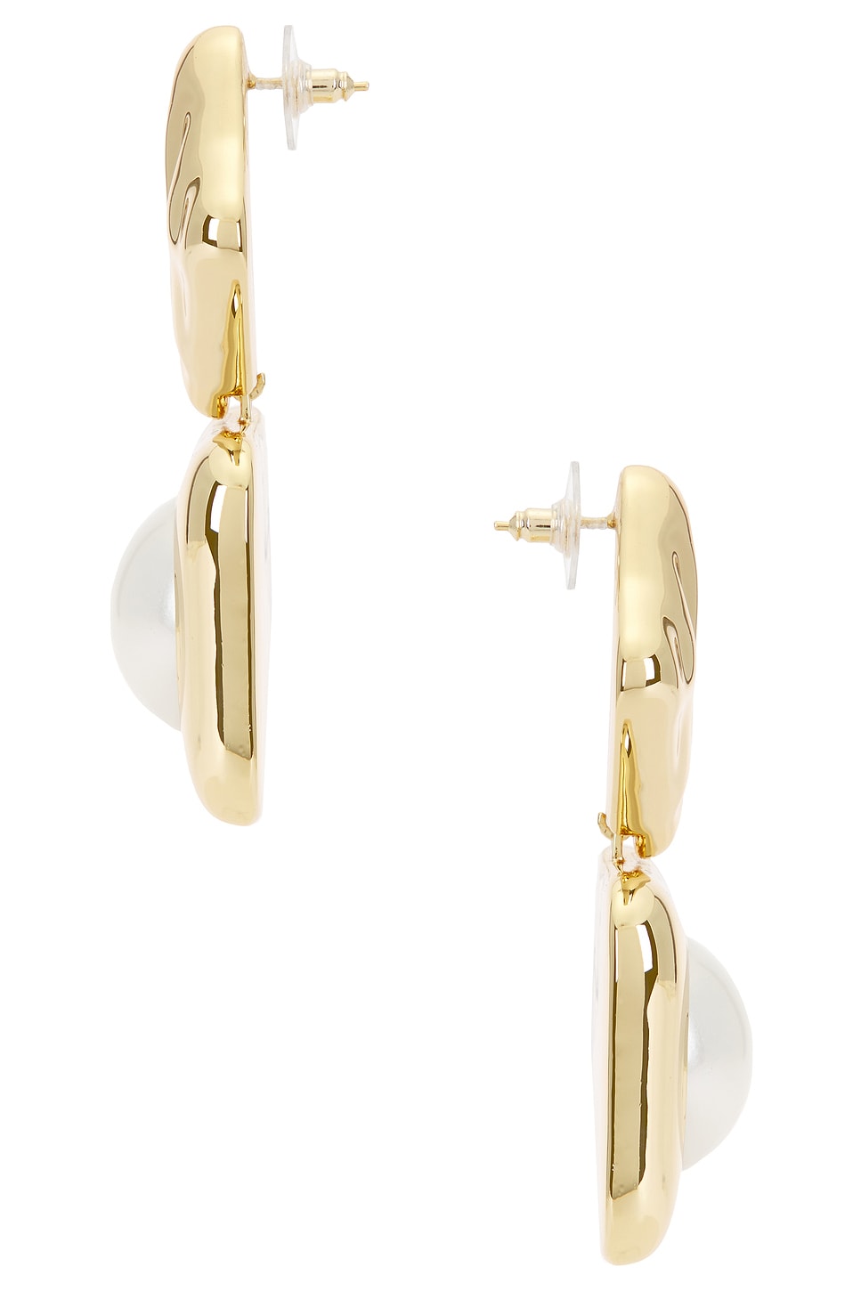 self-portrait Mottled Gold Pearl Tiered Earrings in Gold