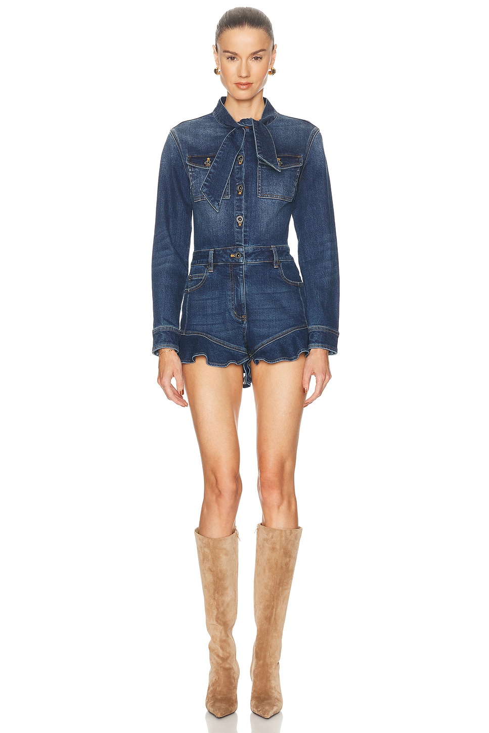 Denim Frill Playsuit - thumbnail 3