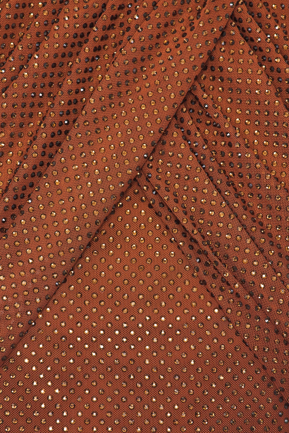 self-portrait Rhinestone Mesh Top in Brown | REVOLVE