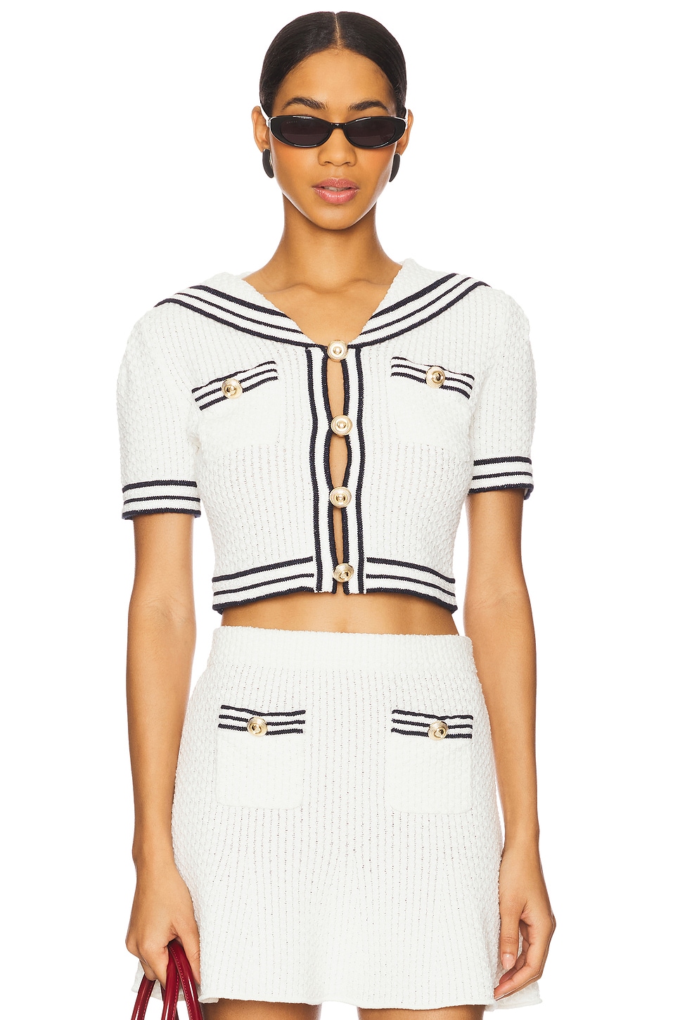 self-portrait Textured Knit Top in White | REVOLVE self-portrait Textured Knit Top in White | REVOLVE