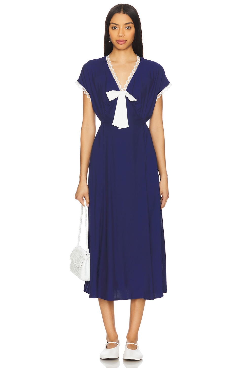 ワンピース SLEEPER 'The Bow' dress The Bow Satin Midi Dress in Navy – Sleeper