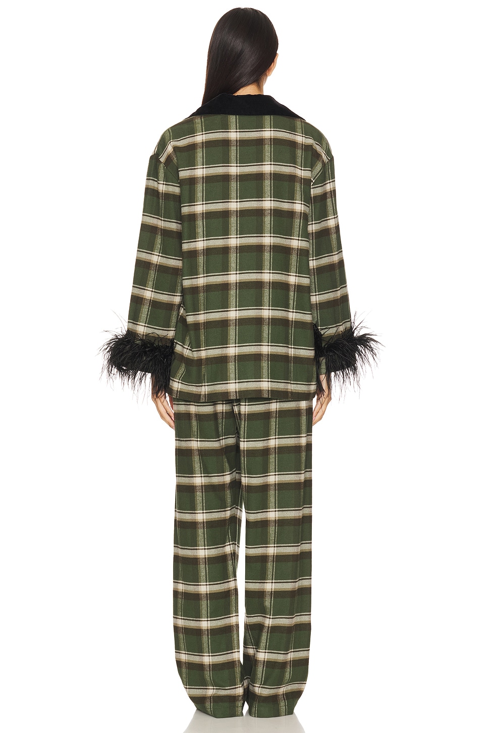 Checked Cotton-Flannel Set With Detachable Feathers