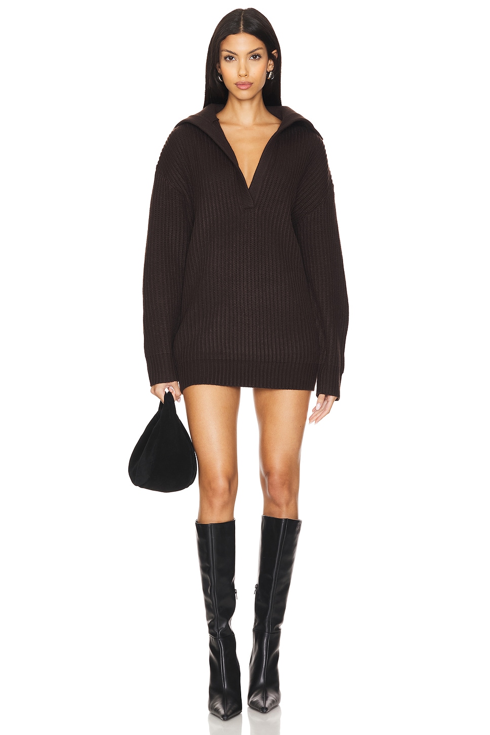 VESTIDO JERSEY SHY OVERSIZED en Ash Brown REVOLVE