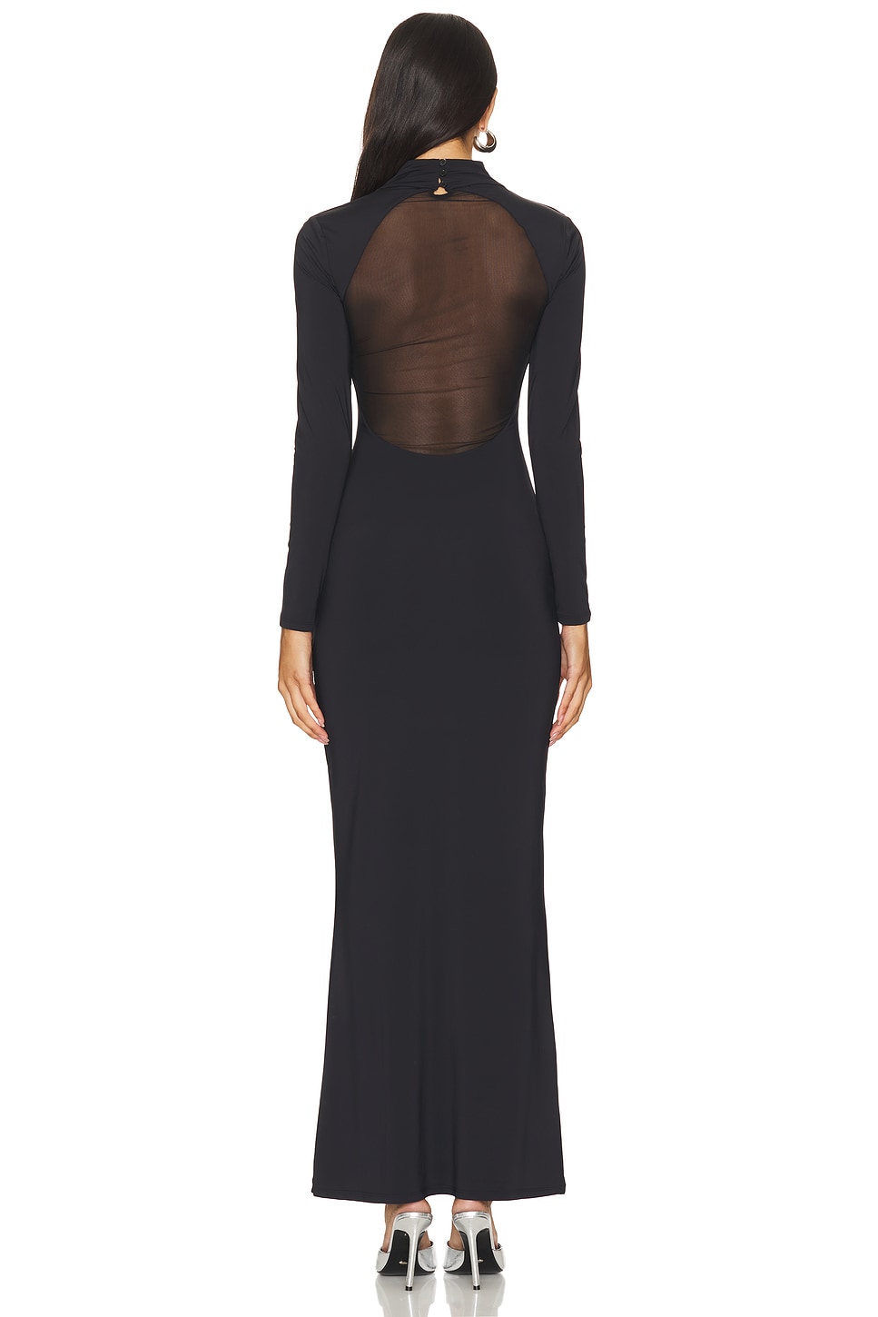 SER.O.YA Krystal Maxi Dress With Mesh Paneling in Black