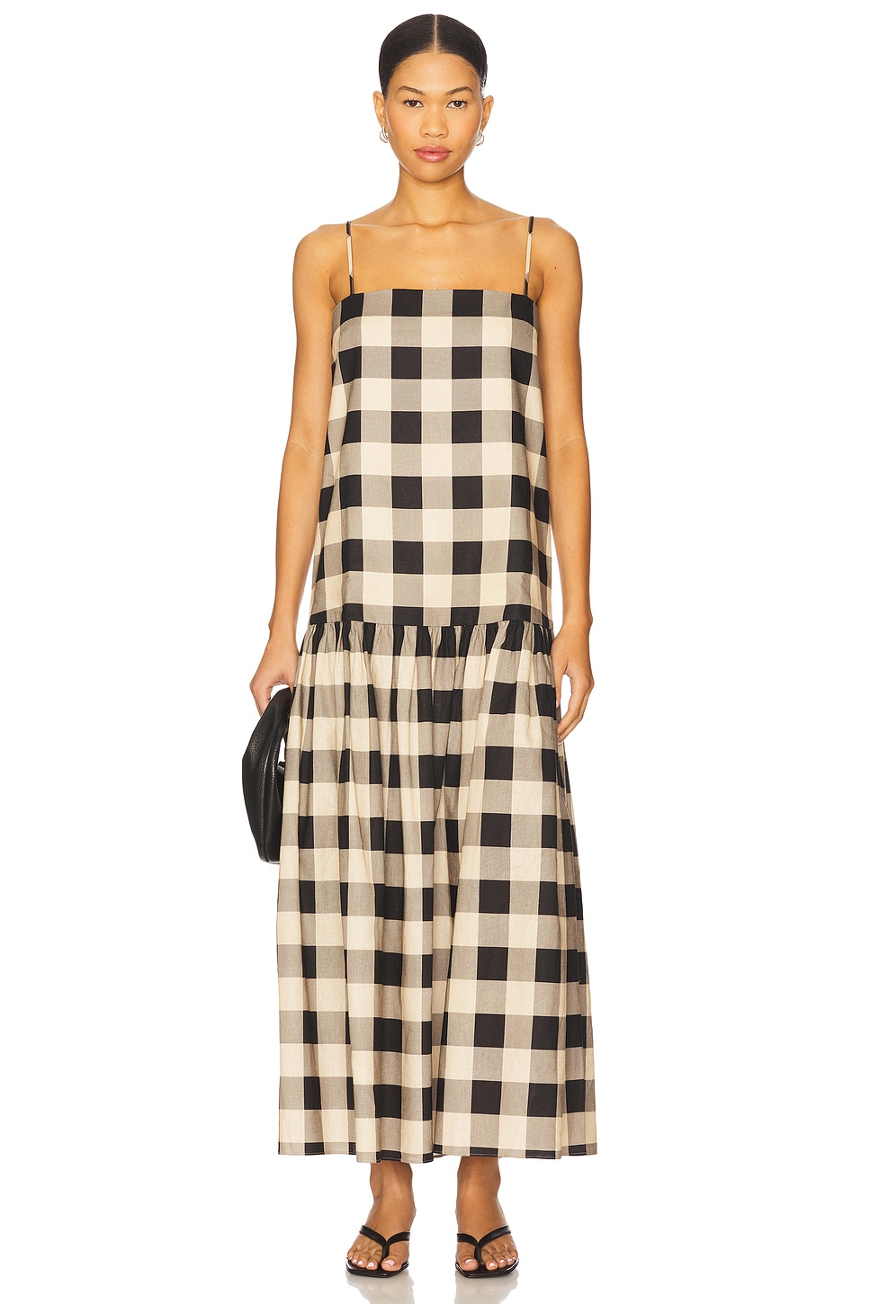 gingham linen dress Linenfox Margo Gingham Maxi Linen Dress XS / Green Gingham