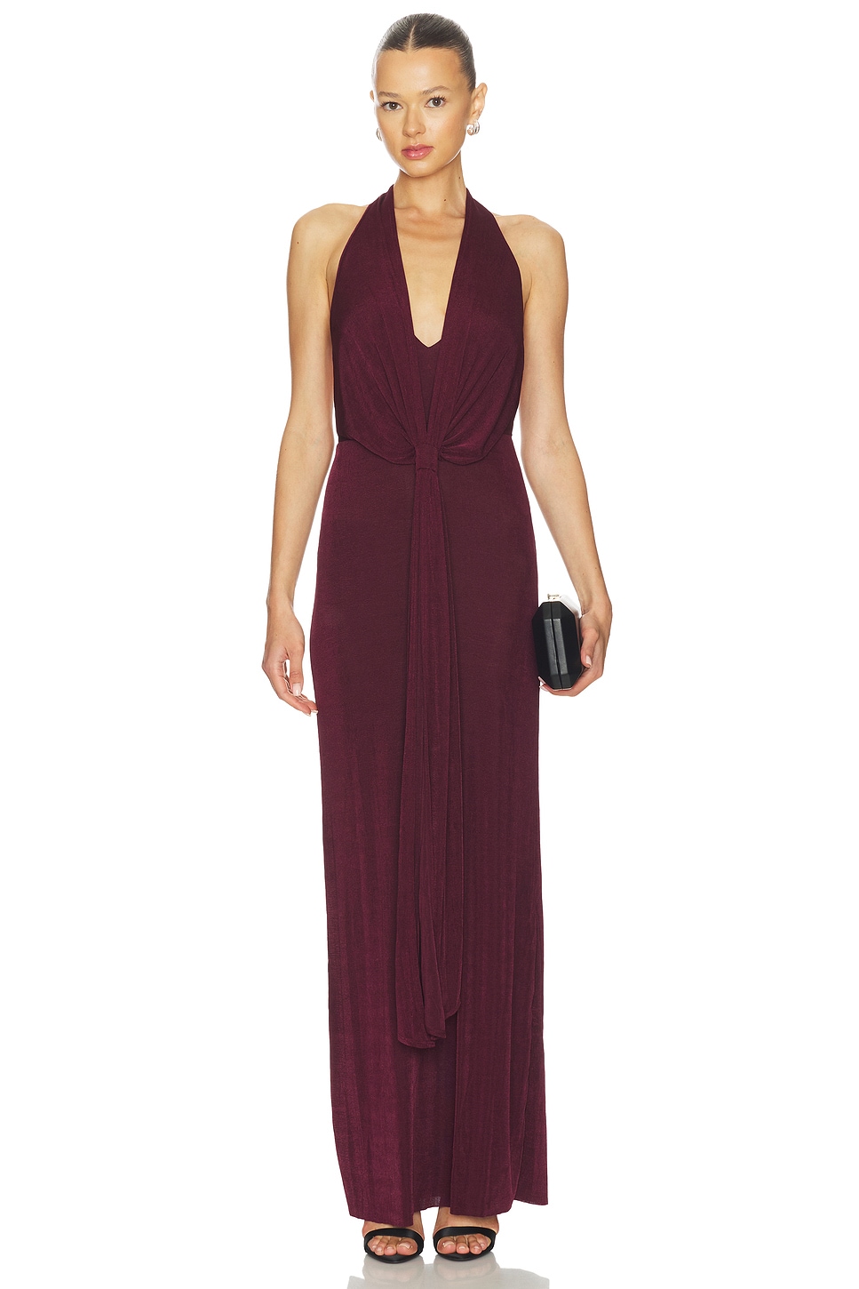 seroya burgundy dress Adriana Thigh Split Sequin Maxi Dress Burgundy main image 0