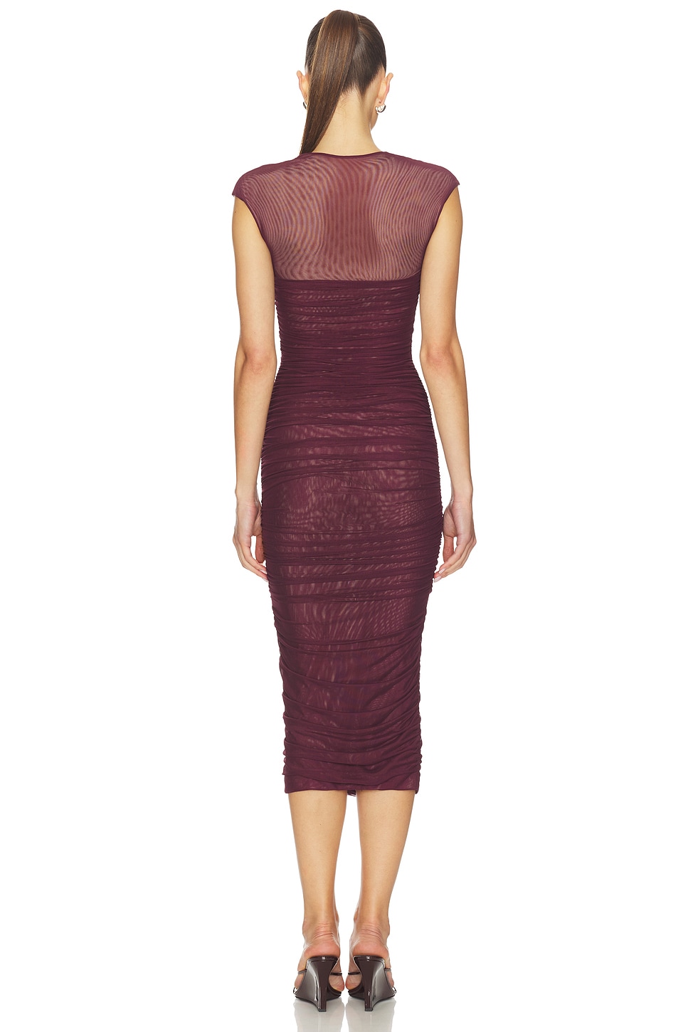 Seroya Kylie Midi Dress in Burgundy - Size M