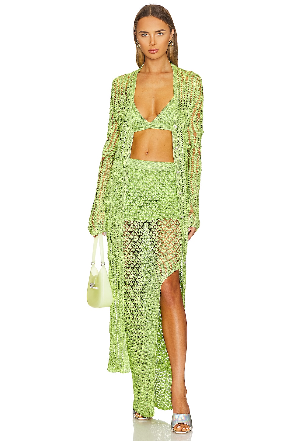 SER.O.YA Sandy Crochet Skirt in Lime