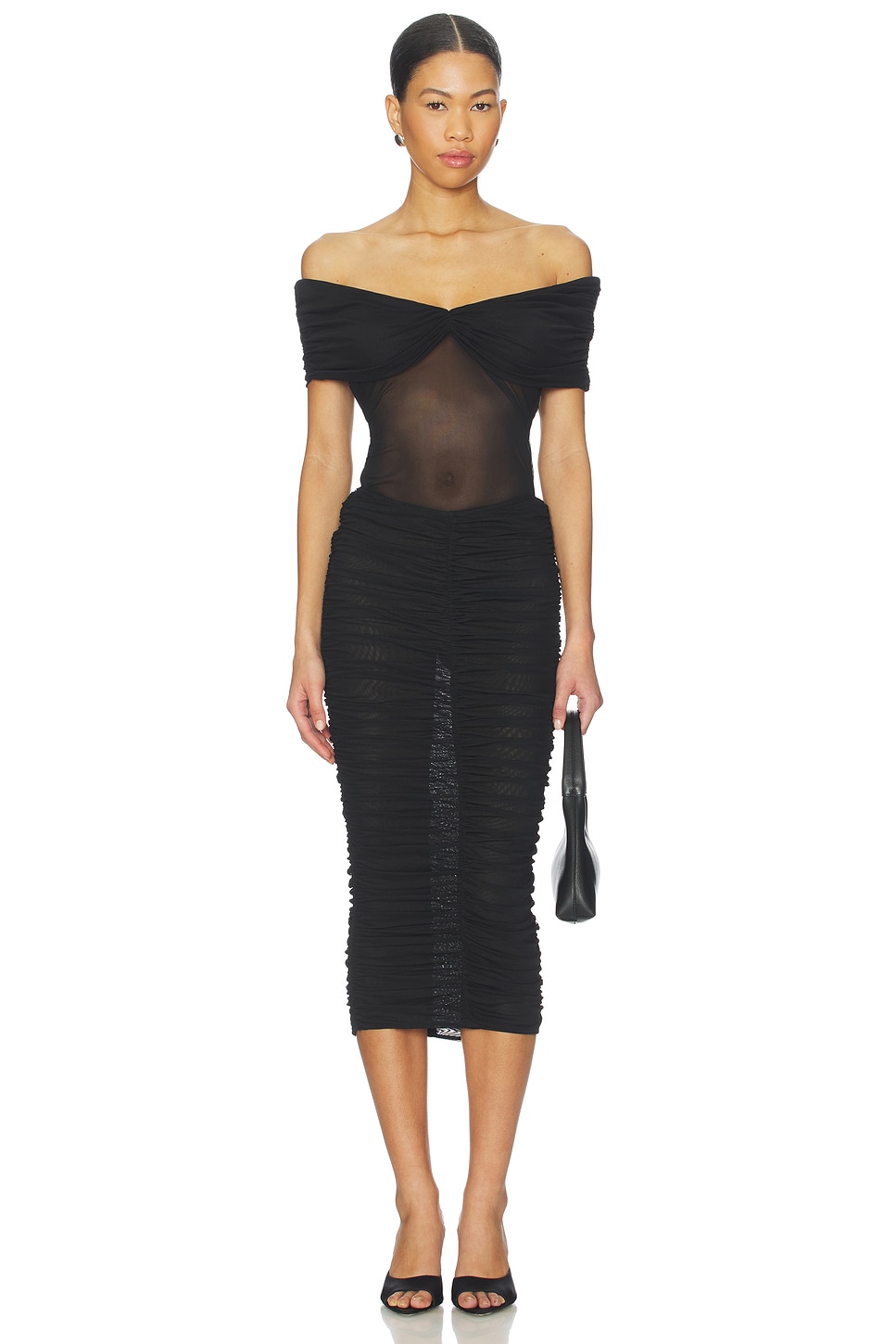 black mesh top under dress Essendi Long Sleeve Mesh Top
