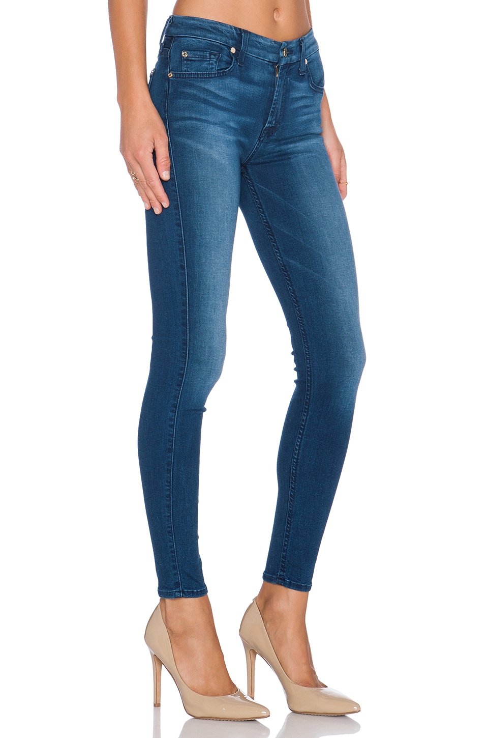 7 For All Mankind Mid Rise Ankle Skinny in Slim Illusion Luxe Med ...