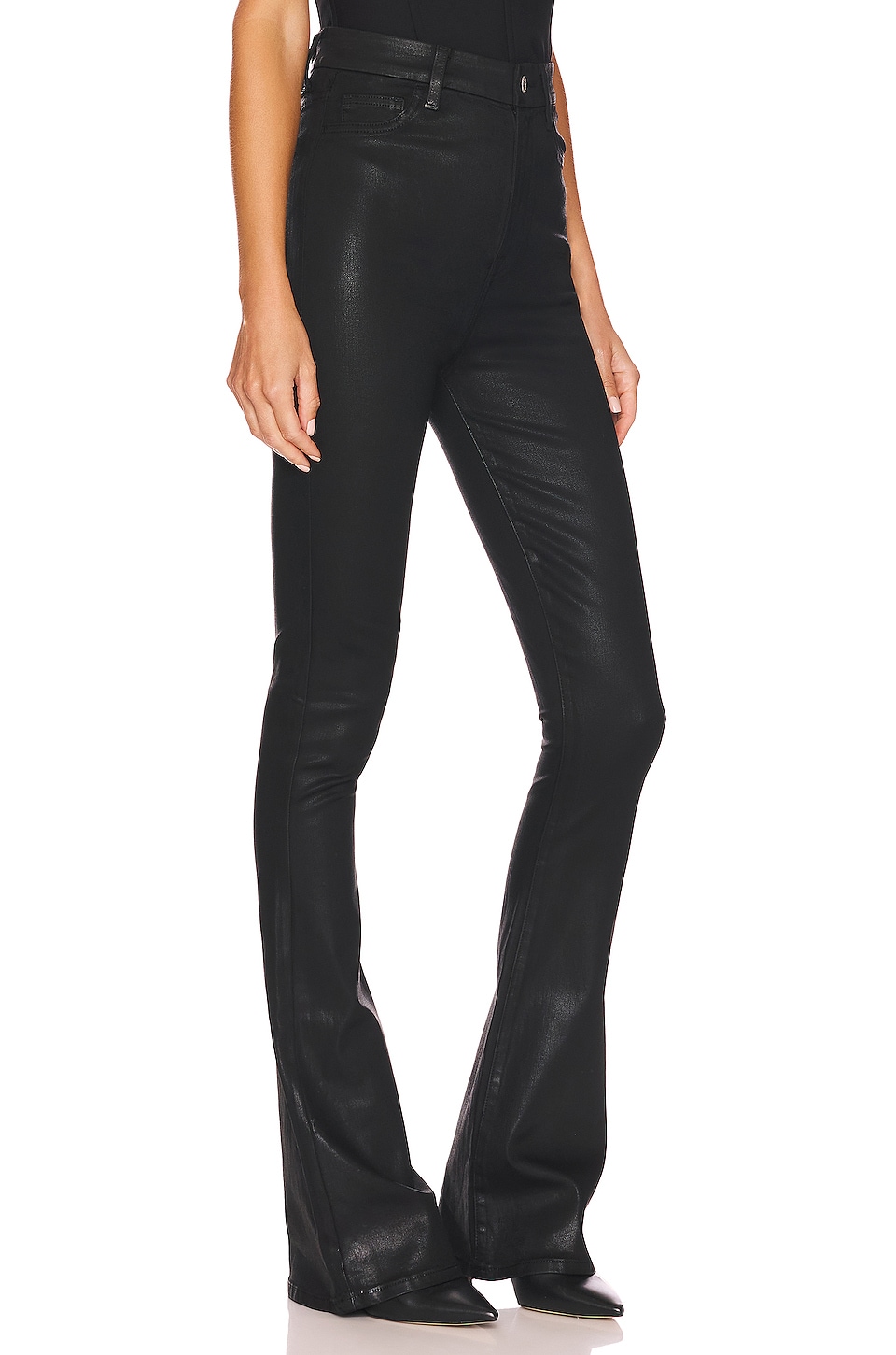 7 For All Mankind Ultra High Rise Skinny Boot in Coated Black