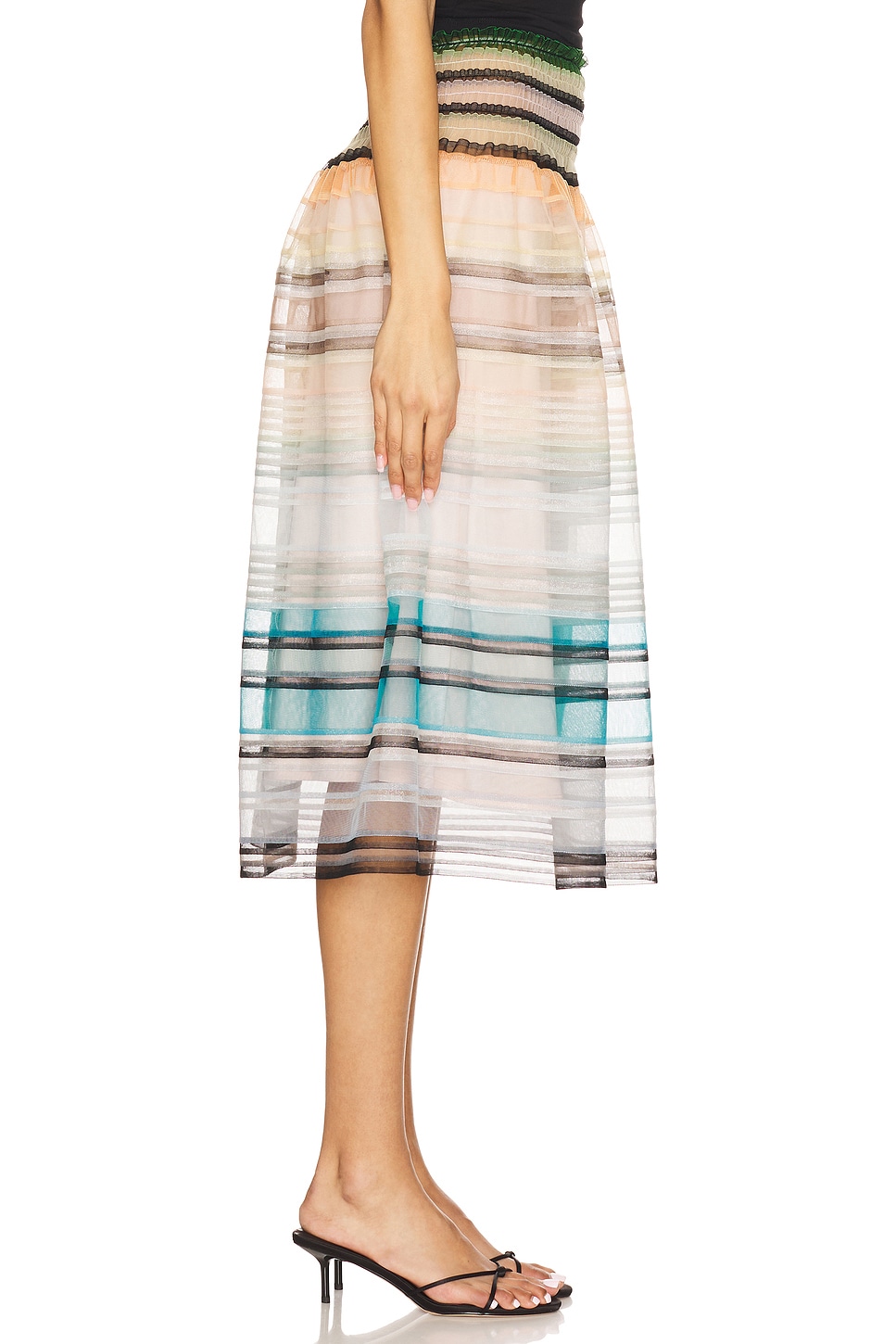 Striped Smocked Maxi Skirt - Thumbnail 3