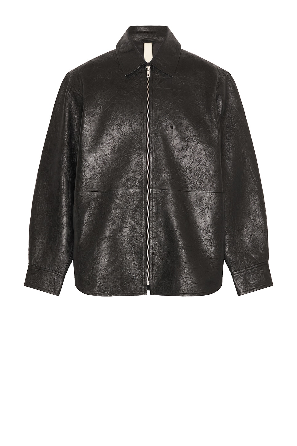Sunflower Crinkle Leather Shirt Jacket in Black | REVOLVE