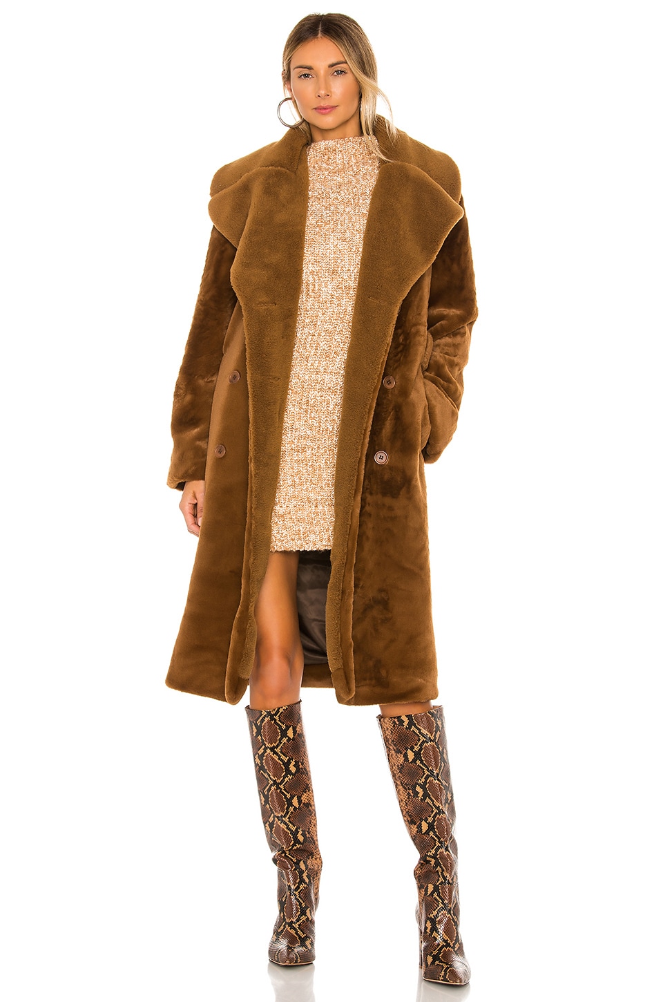 Stine Goya Happy Faux Fur Jacket in Golden Brown | REVOLVE