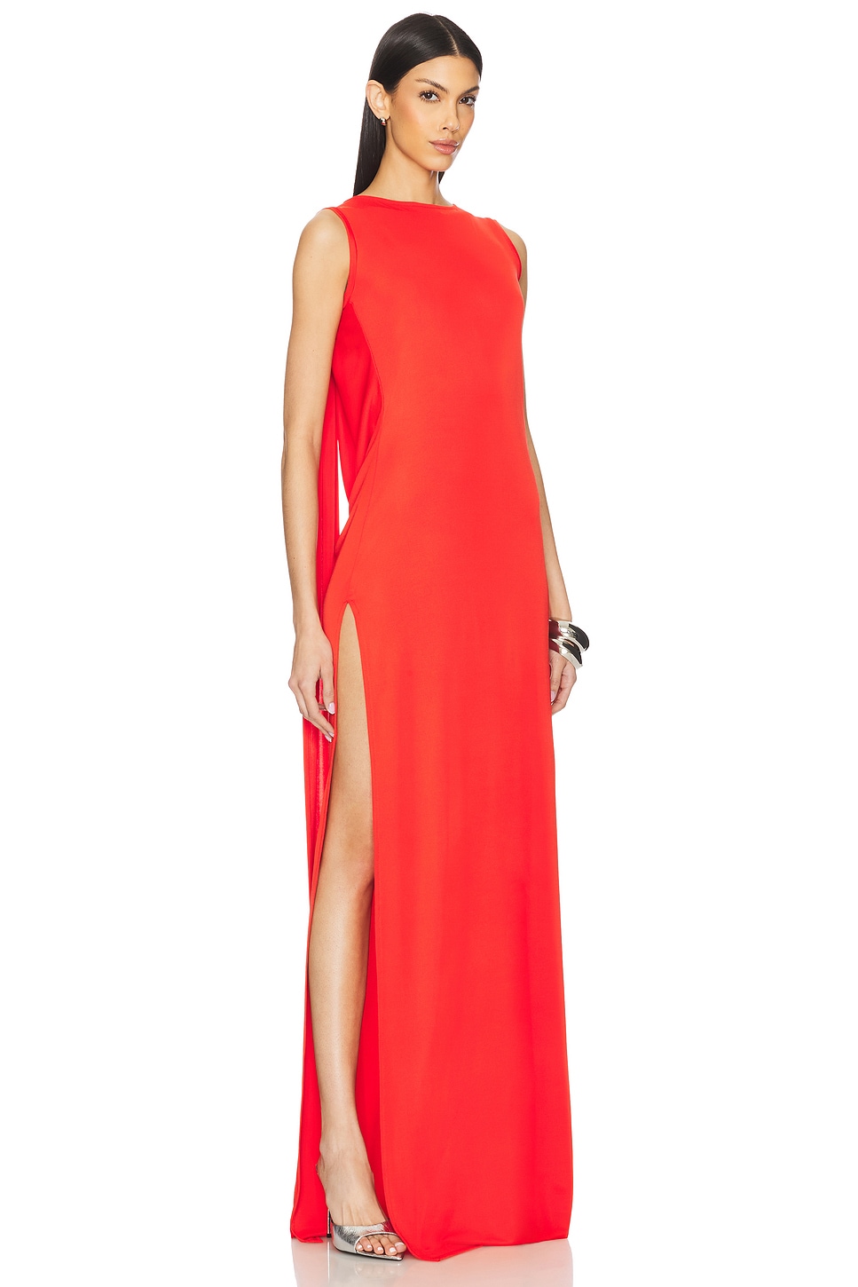 cowl back red dress Halter Cowl Neck Back Maxi Dress - Red