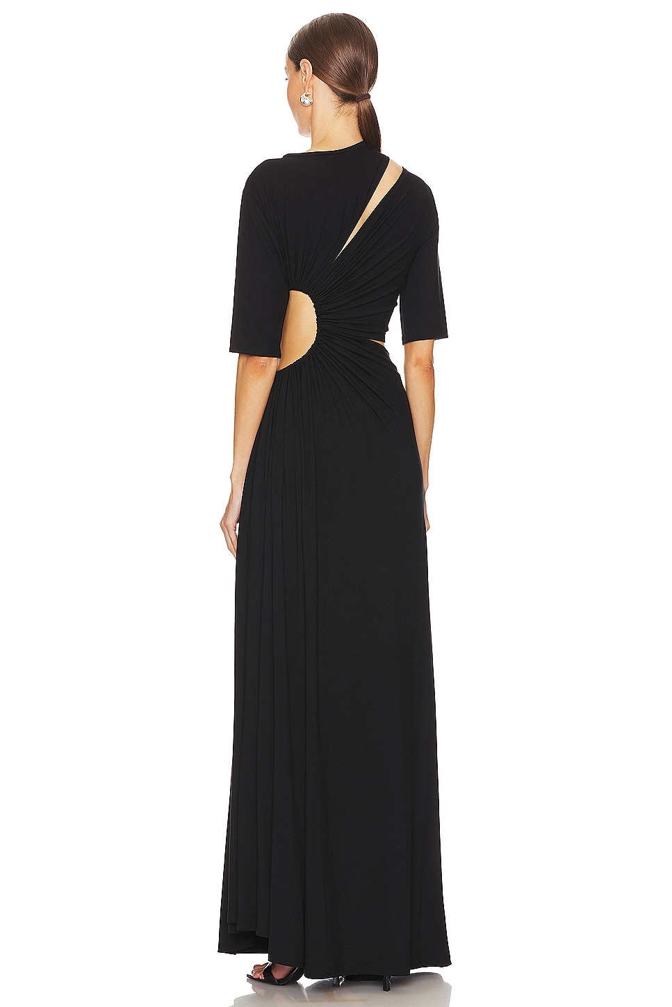 Sid Neigum Gathered Slit Maxi Dress in Black | REVOLVE