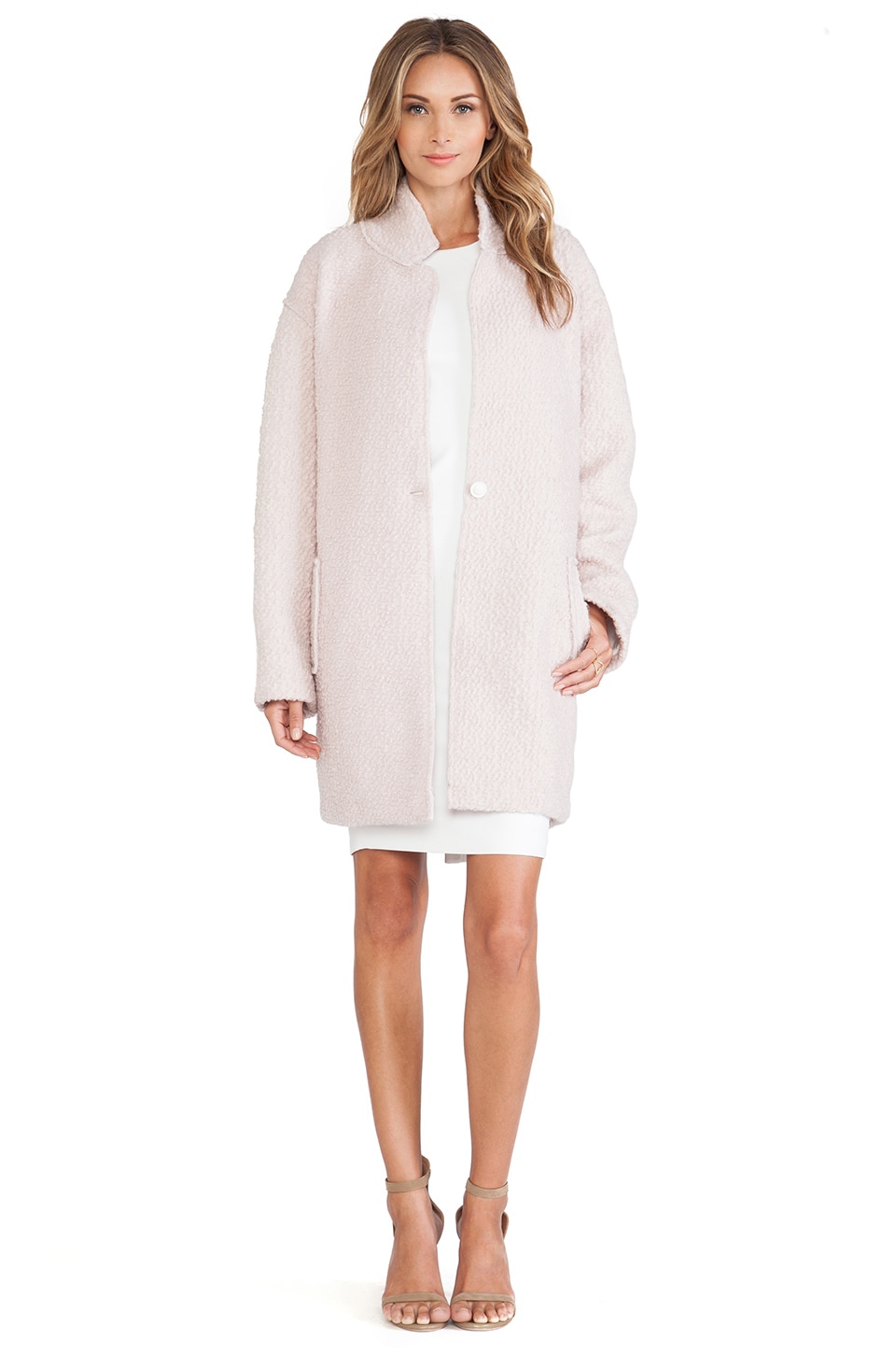 Shakuhachi Wool Peacoat in Baby Pink REVOLVE
